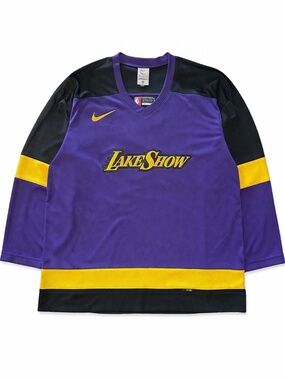 Nike Lakers Lake Show Hockey Jersey Men 2XL Purple Black Gold Dri-FIT NBA